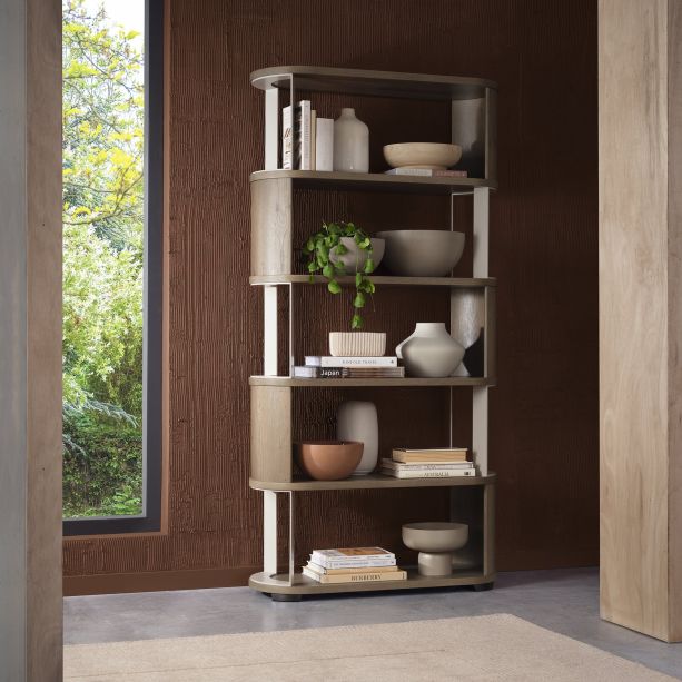 Duo Grey Oiled Oak Open Display Unit by Bentley Designs | Style Our Home