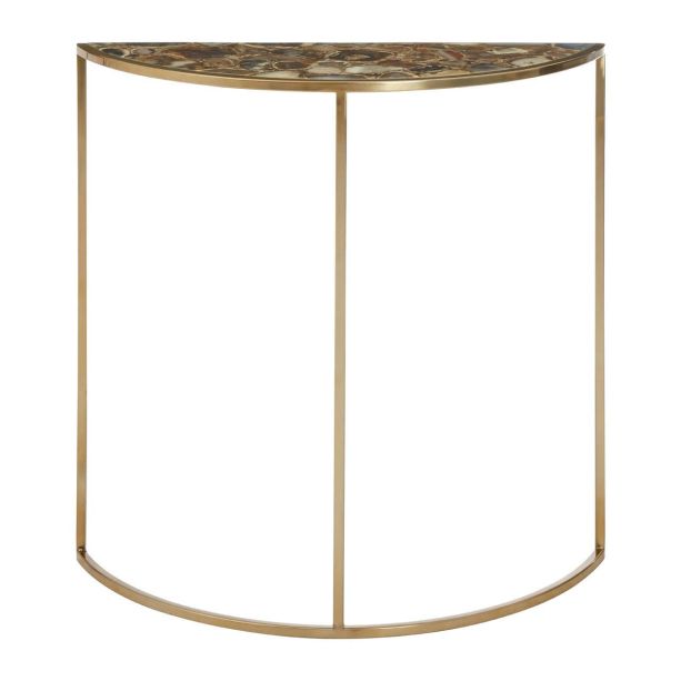 Vitara Half Moon Console Table with Black Agate Top by Prestige Designs | Style Our Home