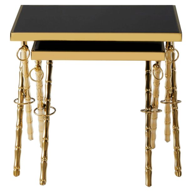Arevixa Gold and Black Set Of 2 Nesting Tables by Prestige Designs | Style Our Home