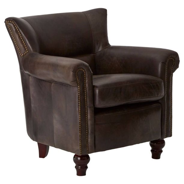 Victara Dark Grey Brown Leather Armchair by Prestige Designs | Style Our Home