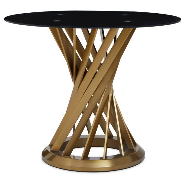 Anziora Black Glass And Gold Hourglass Base Dining Table by Prestige Designs | Style Our Home