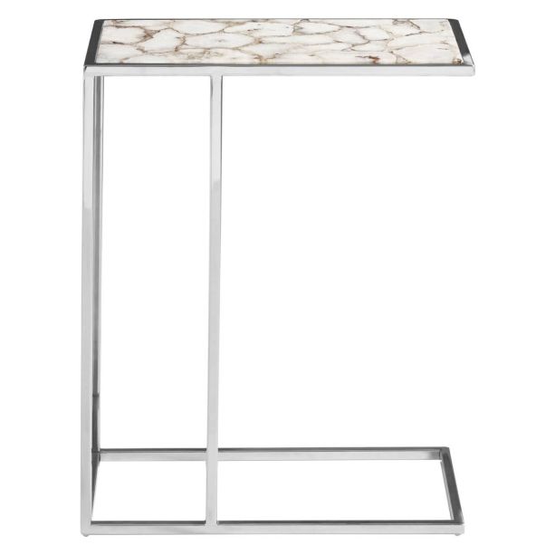 Vitara White And Silver Agate Side Table by Prestige Designs | Style Our Home