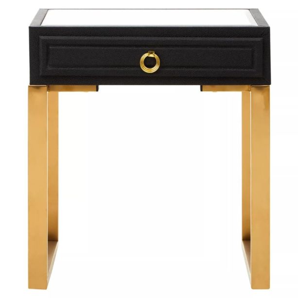 Cardivon 1 Drawer Faux Shagreen Side Table by Prestige Designs | Style Our Home