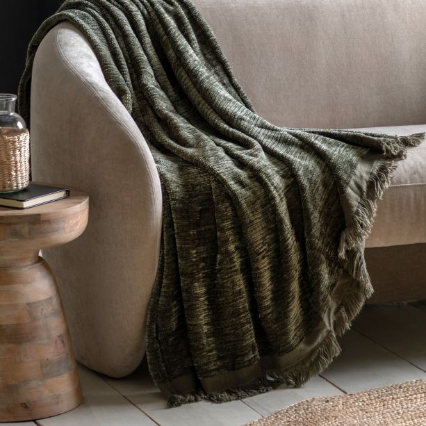 Willowano Chenille Throw Khaki by Gallary Living | Style Our Home