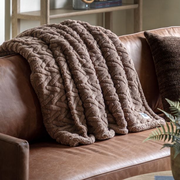 Herringano Sherpa Throw Taupe by Gallary Living | Style Our Home