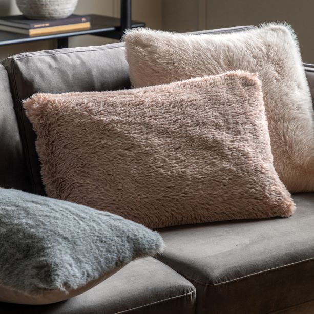 Junipano Faux Fur Cushion Dusky Pink (Pair) by Gallary Living | Style Our Home