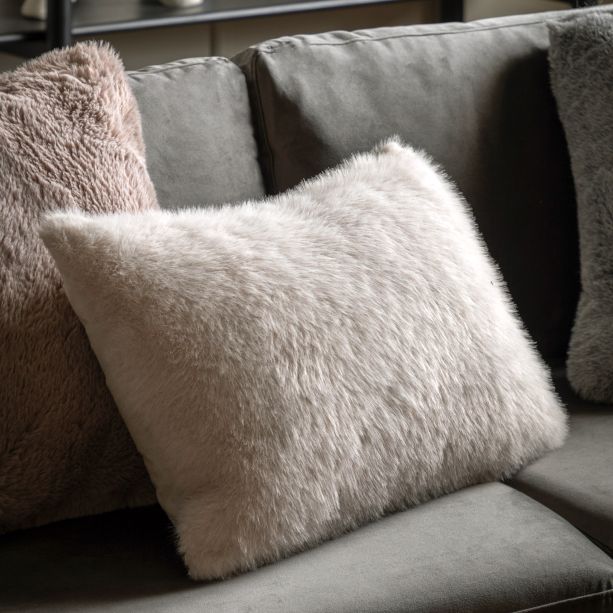 Maplano Faux Fur Cushion Oatmeal (Pair) by Gallary Living | Style Our Home