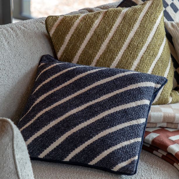 Hemsbano Stripe Woven Cushion Ink (Pair) by Gallary Living | Style Our Home