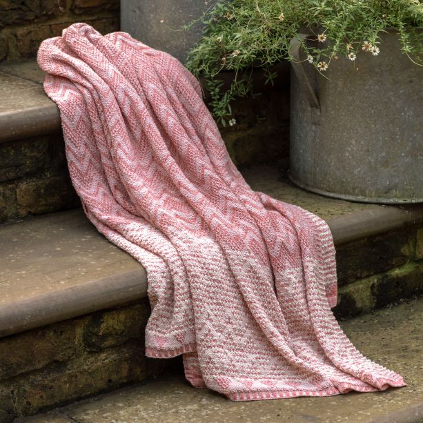 Naluano Knitted Herringbone Throw Apricot by Gallary Living | Style Our Home