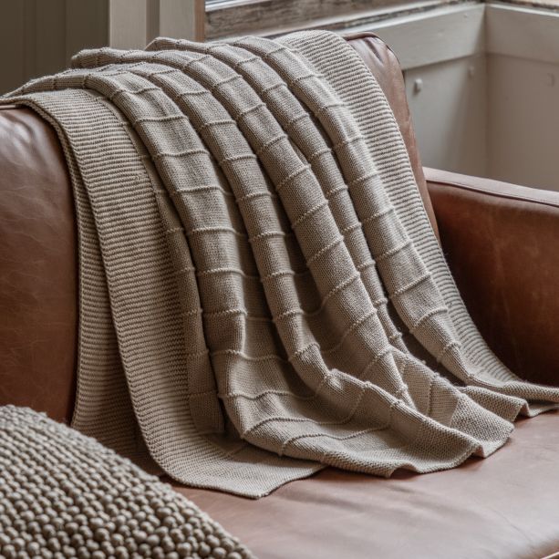Florano Knit Throw Taupe by Gallary Living | Style Our Home