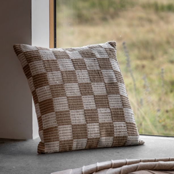 Winstano Check Woven Cushion Taupe (Pair) by Gallary Living | Style Our Home
