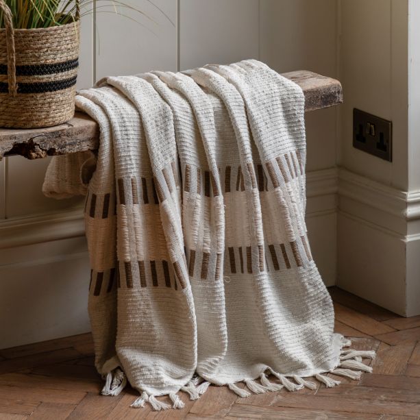 Longshano Woven Throw Natural by Gallary Living | Style Our Home