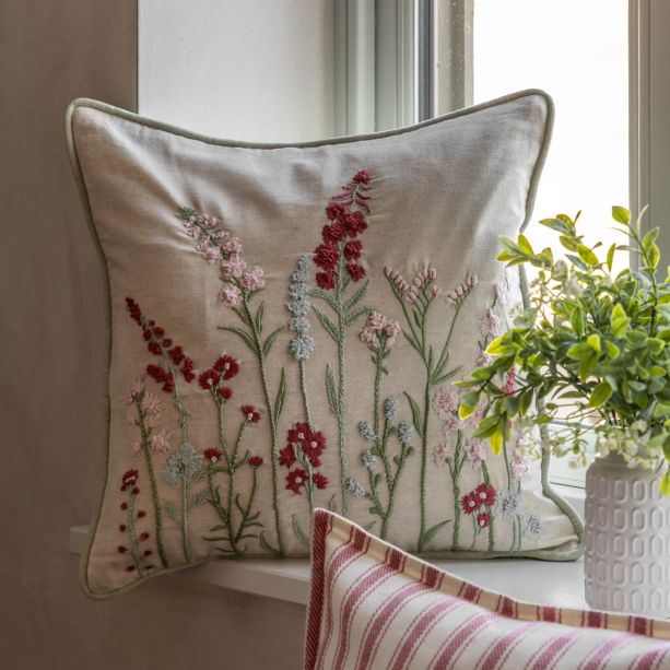 Kilnsano Embroidered Meadow Cushion (Pair) by Gallary Living | Style Our Home