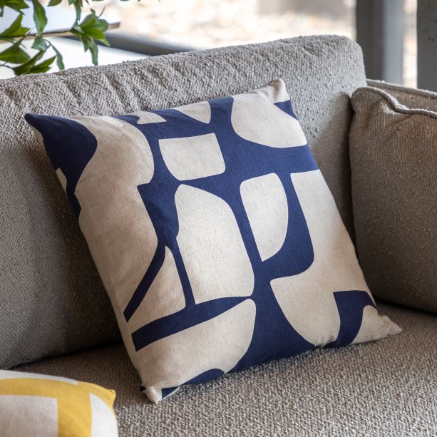 Skarano Graphic Cushion Ink Blue (Pair) by Gallary Living | Style Our Home