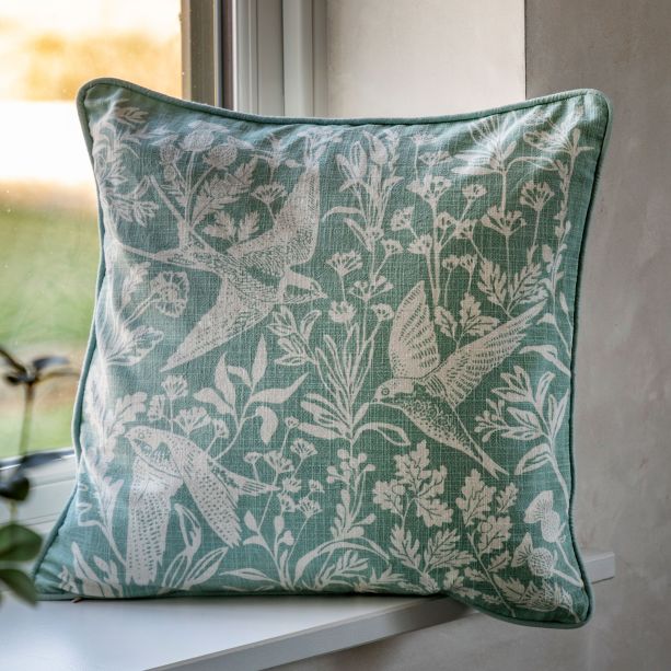 Rosleyano Birds Cushion Duck Egg (Pair) by Gallary Living | Style Our Home