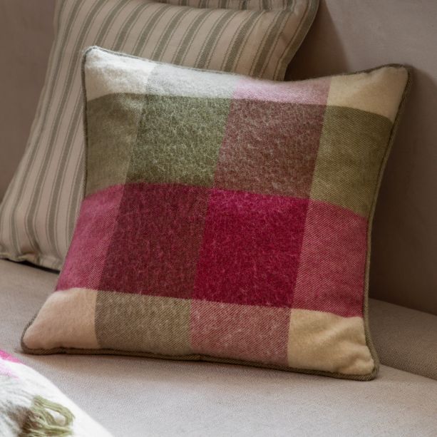 Durslano Check Cushion Cranberry