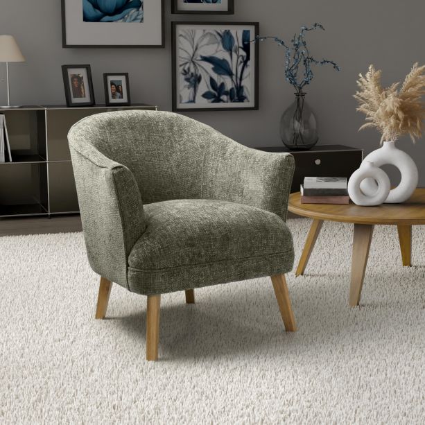 Ellingone Green Flax Effect Winged Armchair by Shankar | Style Our Home