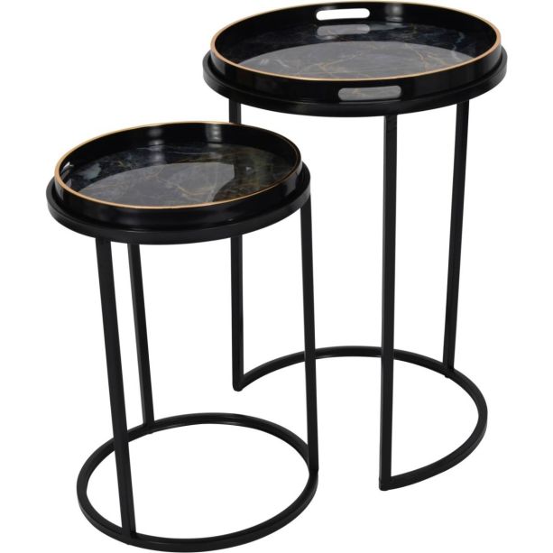 Vesuvius Black and Gold Set of 2 Side Tables
