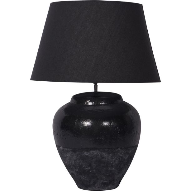 Skyline Black Terracotta Table Lamp with Shade Large E27 LED GLS by Libra Designs | Style Our Home
