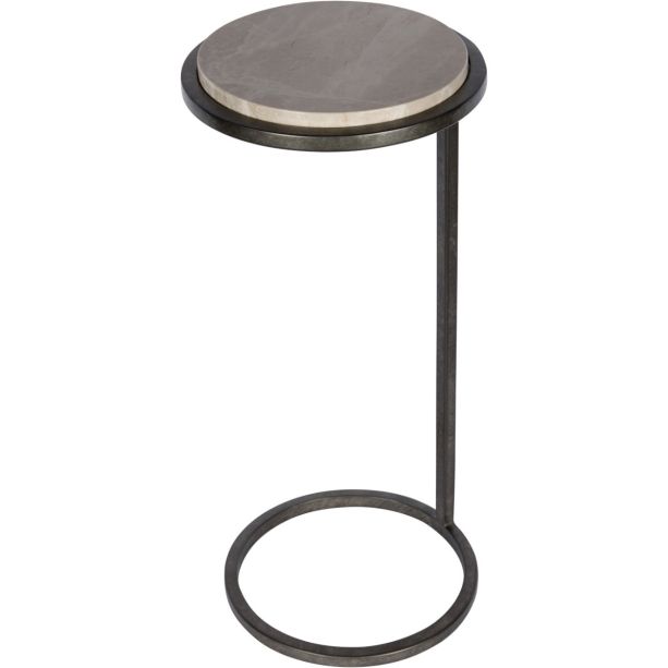 Iota Accent Table Grey Emperador Marble Aged Silver Frame by Ora Designs | Style Our Home