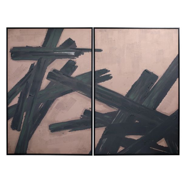 Hand Brushstrokes Taupe Set of 2 Framed Canvas Wall Art 160x120cm by Ora Designs | Style Our Home