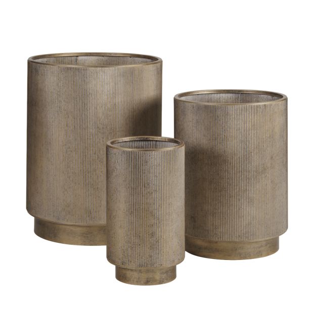 Belvet Aged Gold Set of 3 Floor Planters by Ora Designs | Style Our Home