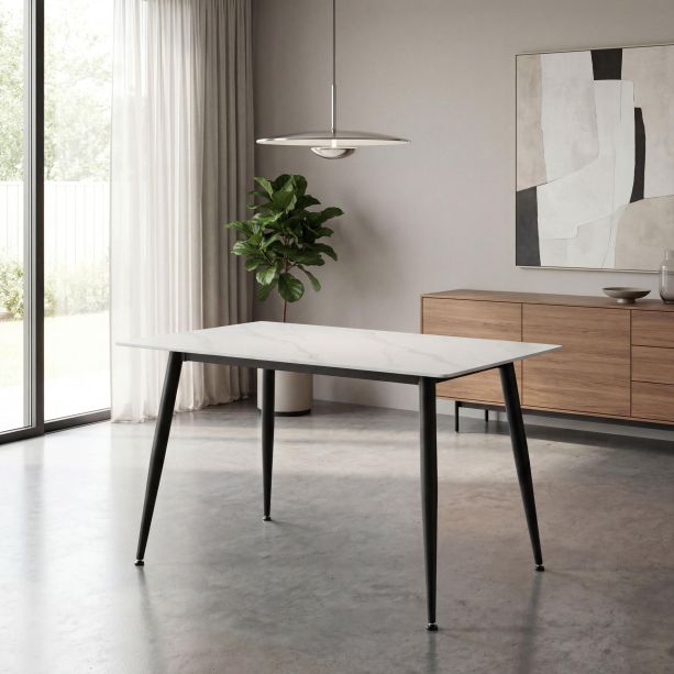 Highgrwick 1.2m White Marble Effect Ceramic Dining Table by Shankar | Style Our Home