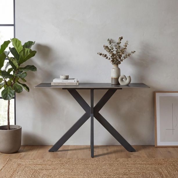 Montrfield Grey Marble Effect Ceramic Console Table by Shankar | Style Our Home