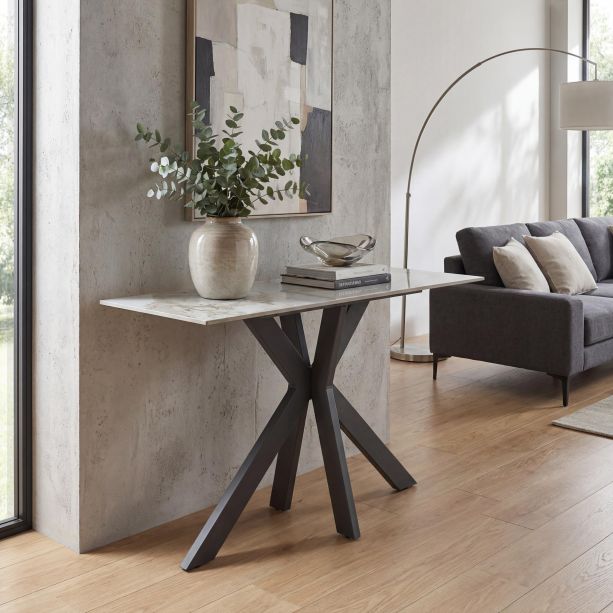 Montrfield White Marble Effect Ceramic Console Table by Shankar | Style Our Home