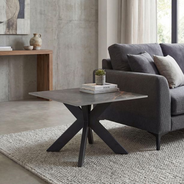 Huxlstone Grey Marble Effect Ceramic End Table by Shankar | Style Our Home