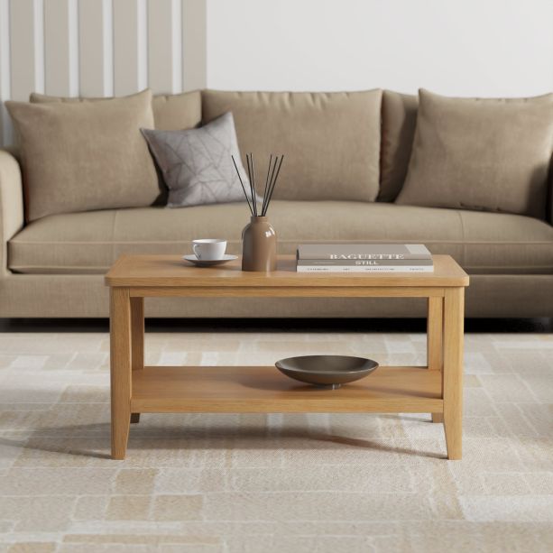 Ekero Oak Coffee Table With Shelf by Hertiance Furniture | Style Our Home