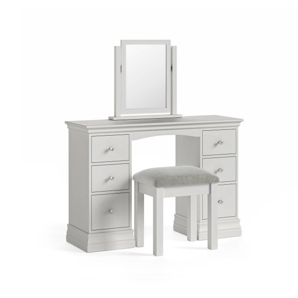 Burgundy Double Pedestal Light Grey Dressing Table by Condell/Global Home Group | Style Our Home