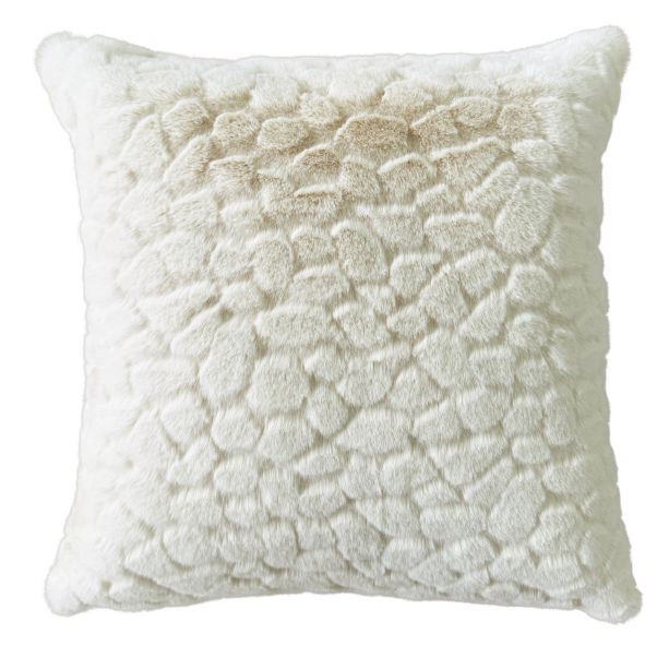Cloud Design Faux Fur Cushion Ivory by Malini | Style Our Home