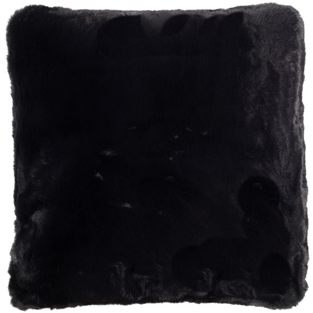 Luxury Faux Rabbit Cushion Black by Malini | Style Our Home