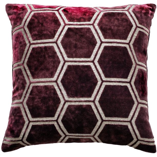 Large Hexagon Cut Velvet Aubergine by Malini | Style Our Home