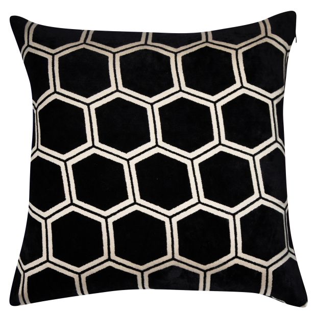 Large Hexagon Cut Velvet Black by Malini | Style Our Home