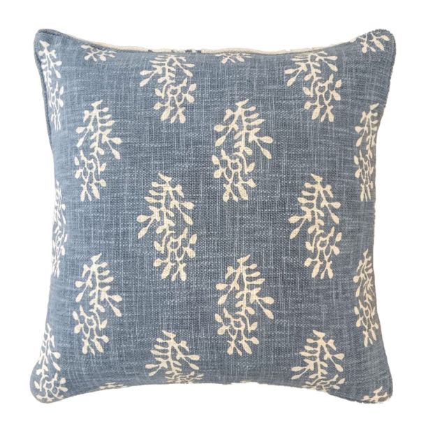 Printed Block Flower Dble Sided Cushion Blue by Malini | Style Our Home