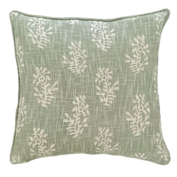 Printed Block Flower Dble Sided Cushion Green by Malini | Style Our Home