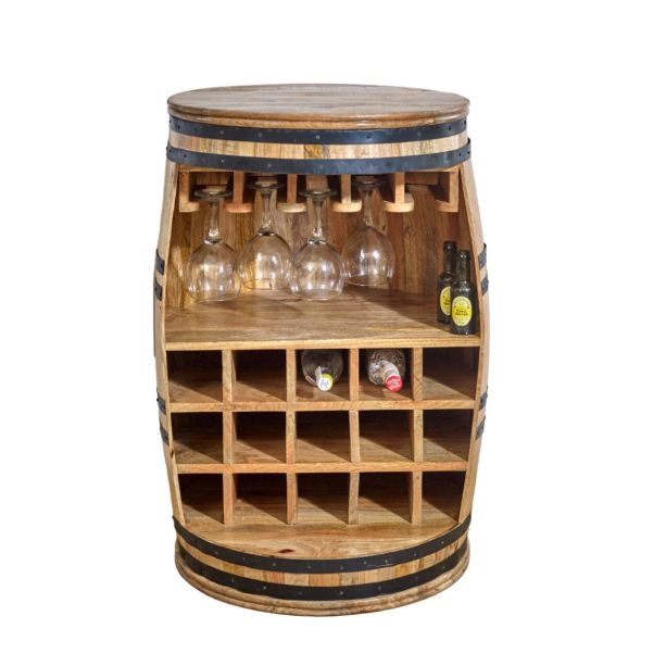 Wessex Solid Dark Wood Barrel Wine Sideboard by Karvello Designs | Style Our Home