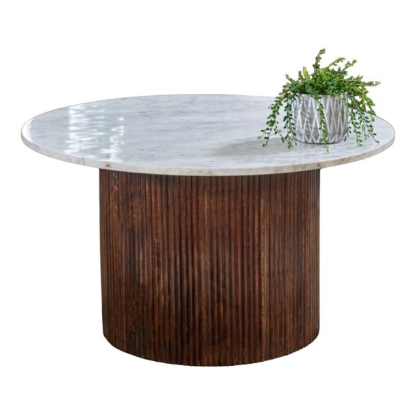 Marblestone Mango Wood Coffee Table With Marble Top by Karvello Designs | Style Our Home