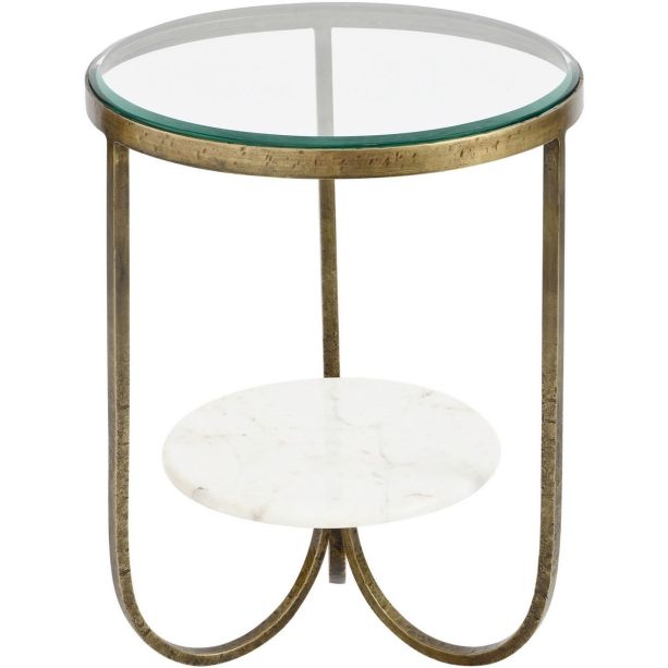Nolita White Marble And Antique Gold Iron Side Table - Style Our Home
