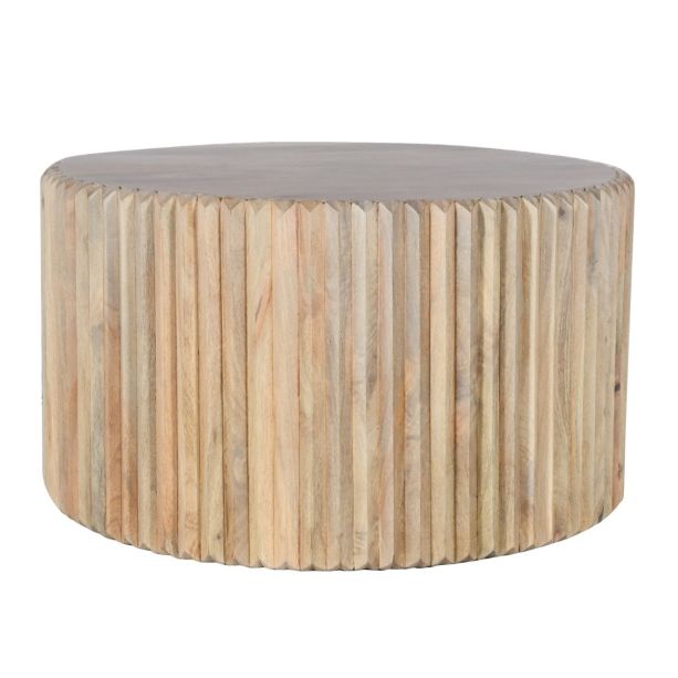 Calderwood Carved Mango Wood Round Coffee Table by Karvello Designs | Style Our Home