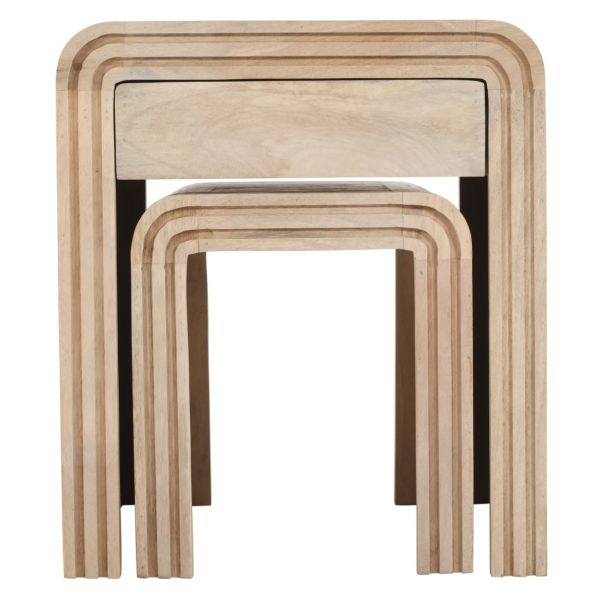 Calderwood Carved Mango Wood Nest Of 2 Tables With Drawer by Karvello Designs | Style Our Home