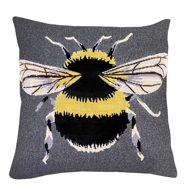 Emb Bee Cushion On Grey Felt by Malini | Style Our Home