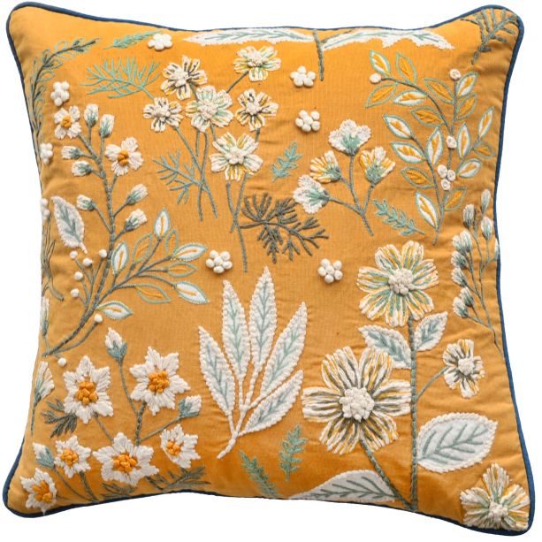Yellow And Blue Emb Floral by Malini | Style Our Home