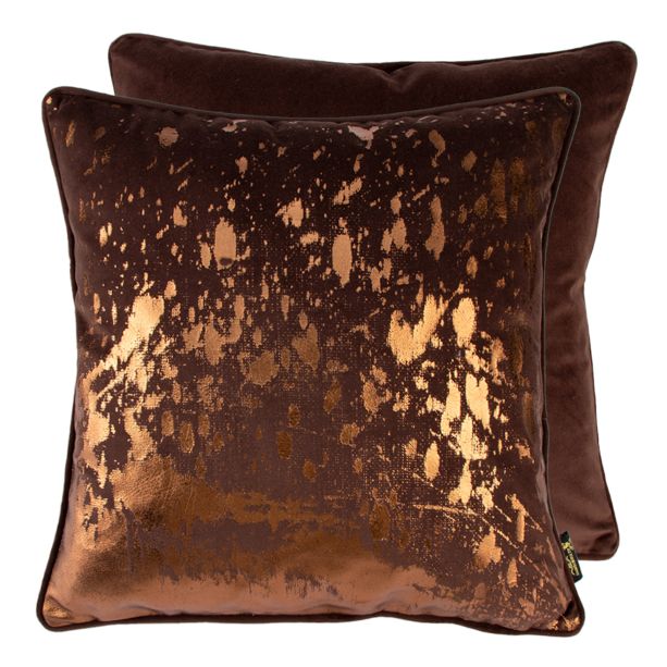 Bronze Foil Splash Cushion On Choc by Malini | Style Our Home