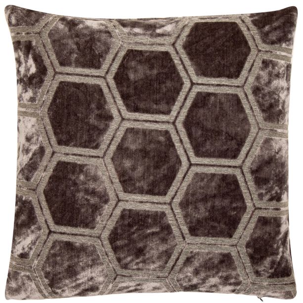 Large Hexagon Cut Velvet Slate Ivor by Malini | Style Our Home