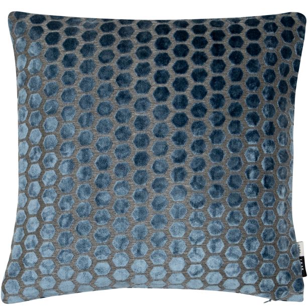 Small Hex Cut Velvet  Blue by Malini | Style Our Home