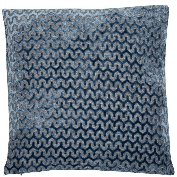 Cut Velvet Wave Oslo Blue by Malini | Style Our Home
