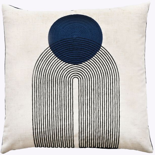 Art Deco Design With Chain Crewel Stitch Navy by Malini | Style Our Home